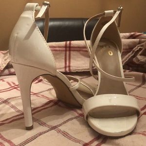 Strappy White Patten Heels